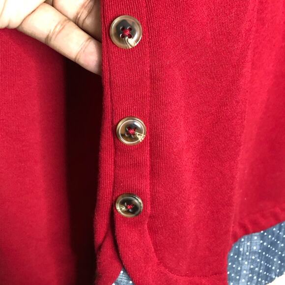 🌷5 for $25 IZOD Mixes Media Sweater Top with Polka Dots - Picture 4 of 7